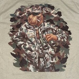 Vintage Joe Camel Cigarettes T Shirt Army Camo Size XL 1992 Single Stitch